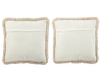 Kussen Hond/Kat Randen Bont/Polyester Wit/Beige Assortiment Van 2