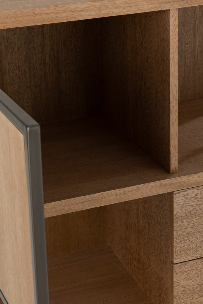 J-LINE KAST MET VERSCHILLENDE COMPARTIMENTEN HOUT/METAAL NATURAL