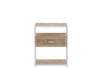 J-LINE SIDETABLE ZIGZAG MET 1 LADEN – HOUT/METAAL NATUUR/WIT
