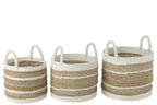 J-Line Set Of 3 Baskets Caro Raffia White/Natural