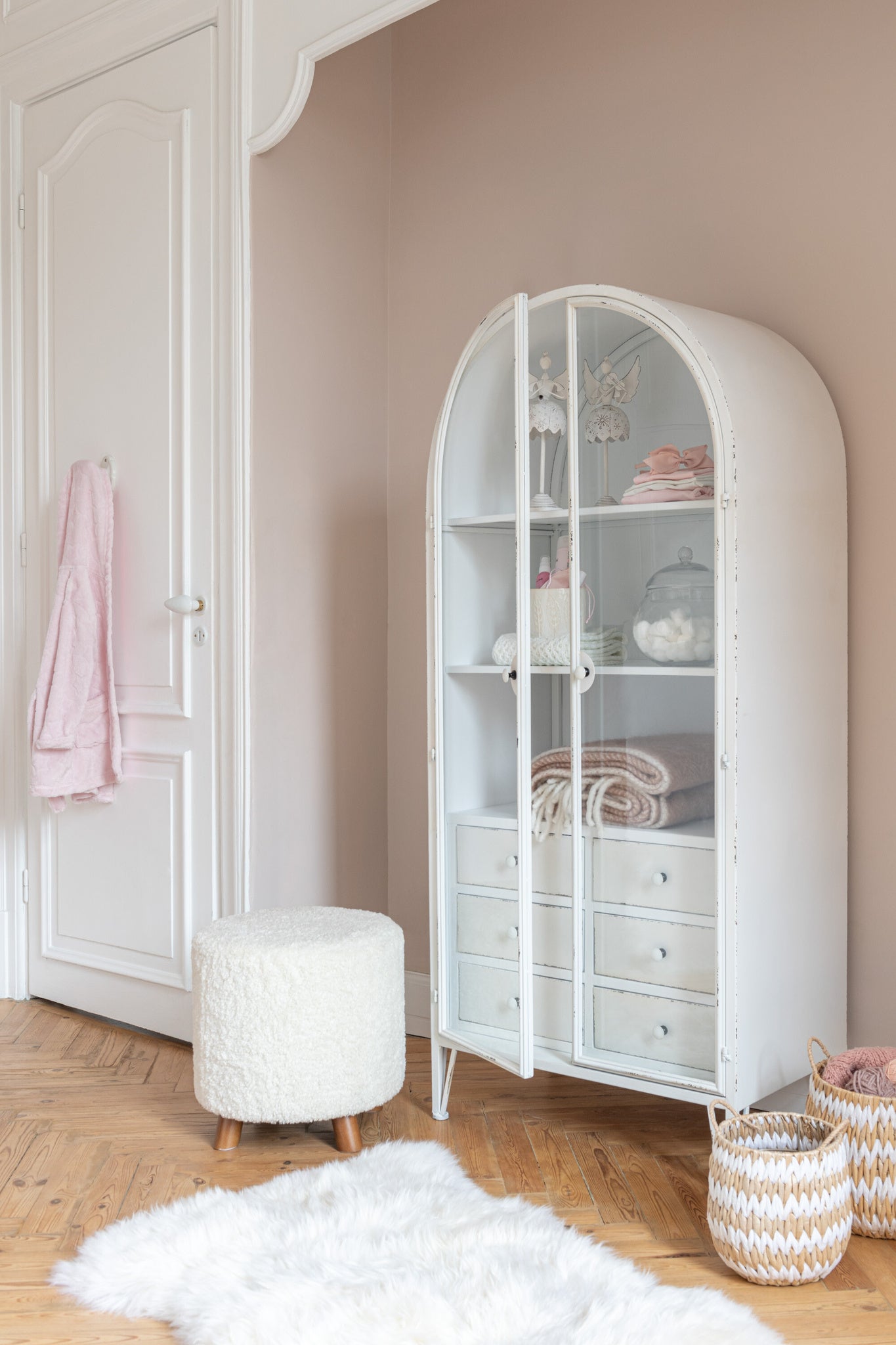 Pouf schapenpoot polyester wit