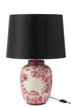 Lamp+Kap Moriko Porselein Zwart/Rood/Wit