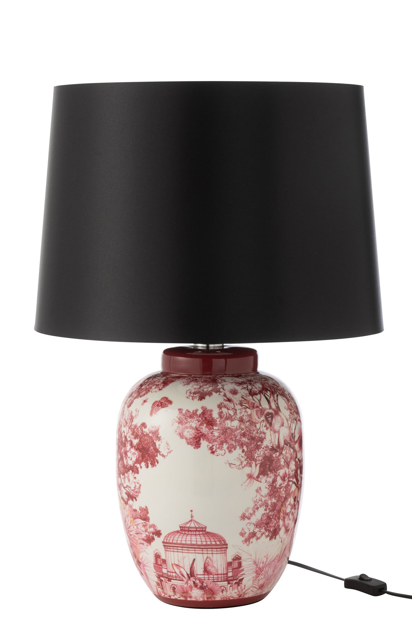 Lamp+Kap Moriko Porselein Zwart/Rood/Wit