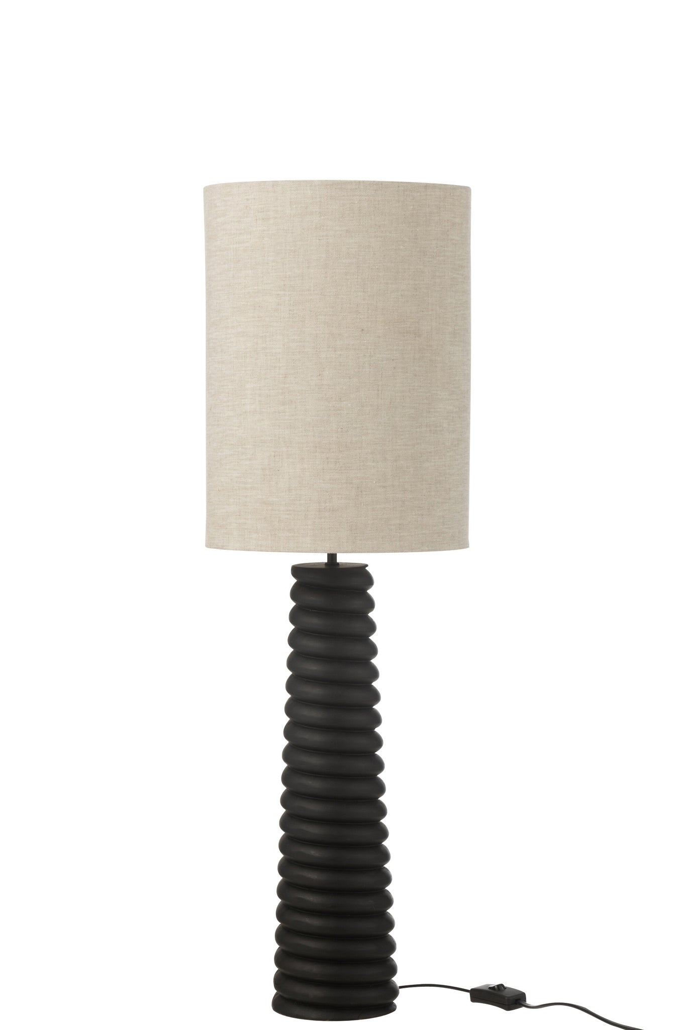 J-LINE TAFELLAMP GERIBBELD HOUT ZWART/GRIJS