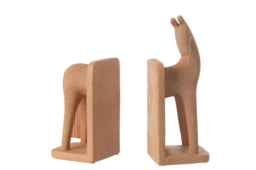 J-LINE BOEKSTEUN PAARD MODERN RESIN TERRA – SET VAN 2