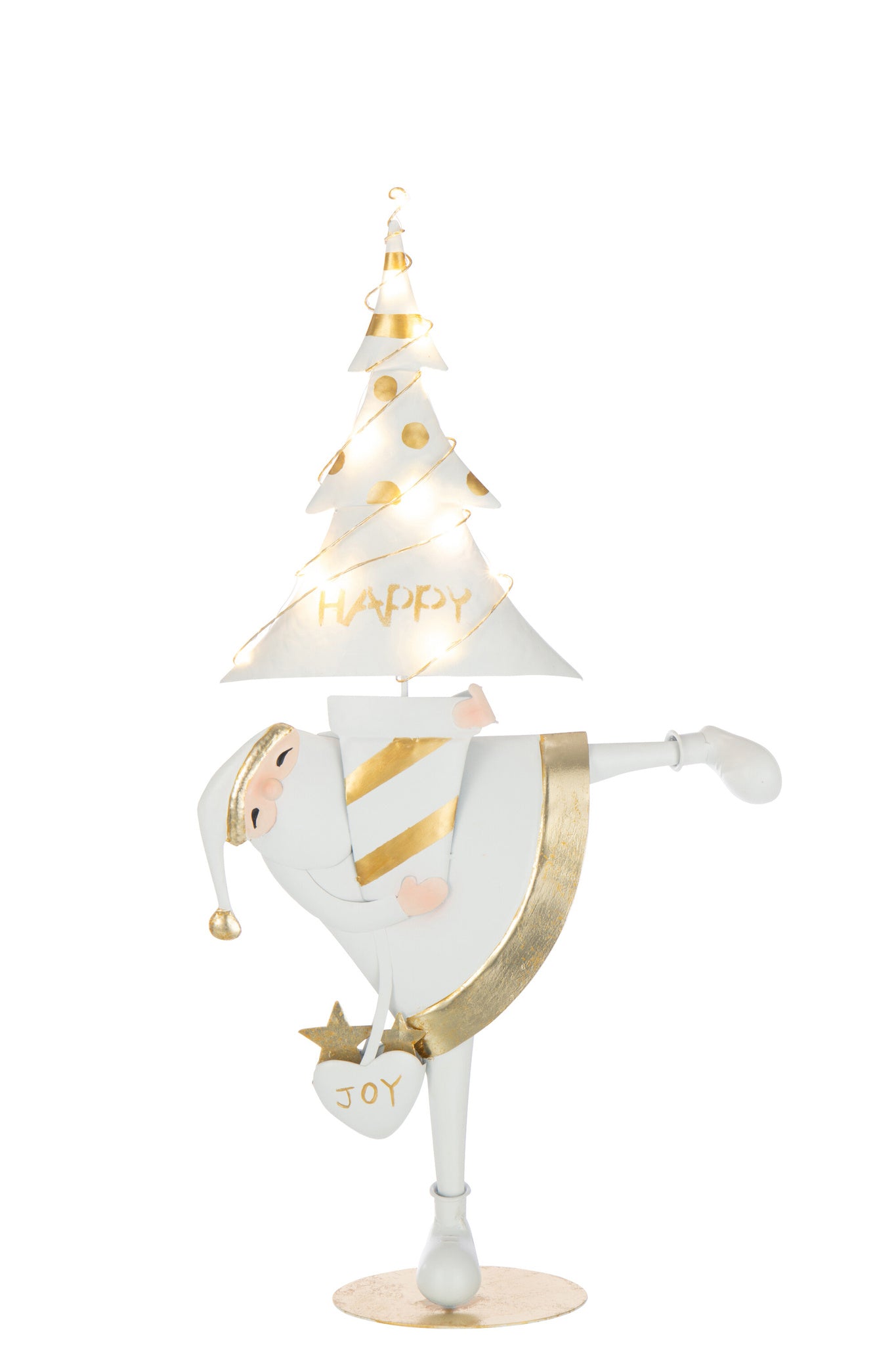 J-LINE KERSTMAN LED BOOM IJZER GOUDKLEURIG/WIT GROOT
