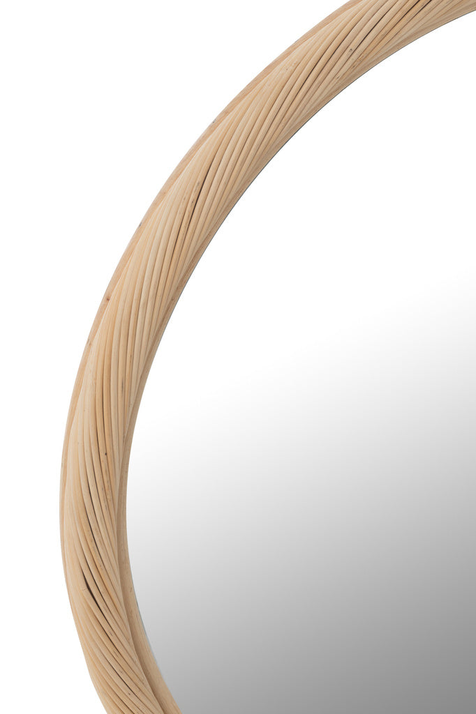 J-LINE RONDE WANDSPIEGEL ROTAN/GLAS NATUREL MEDIUM