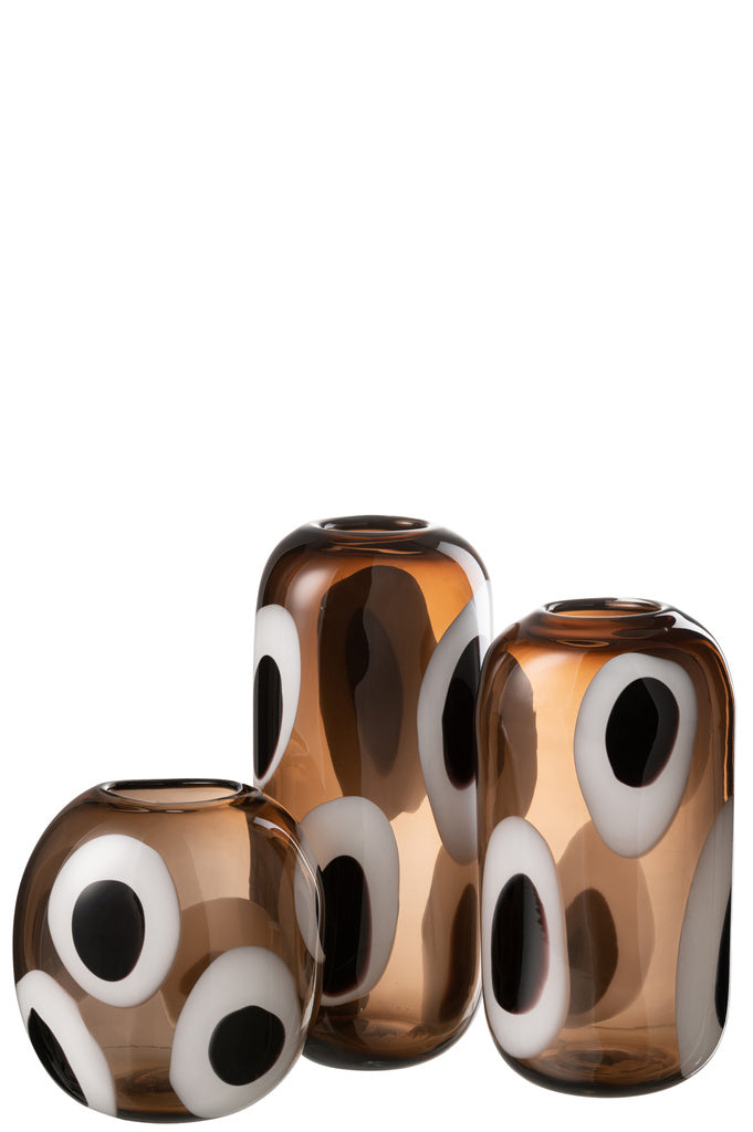 J-LINE VAZE IZZY – GLAS WIT/BRUIN GROOT