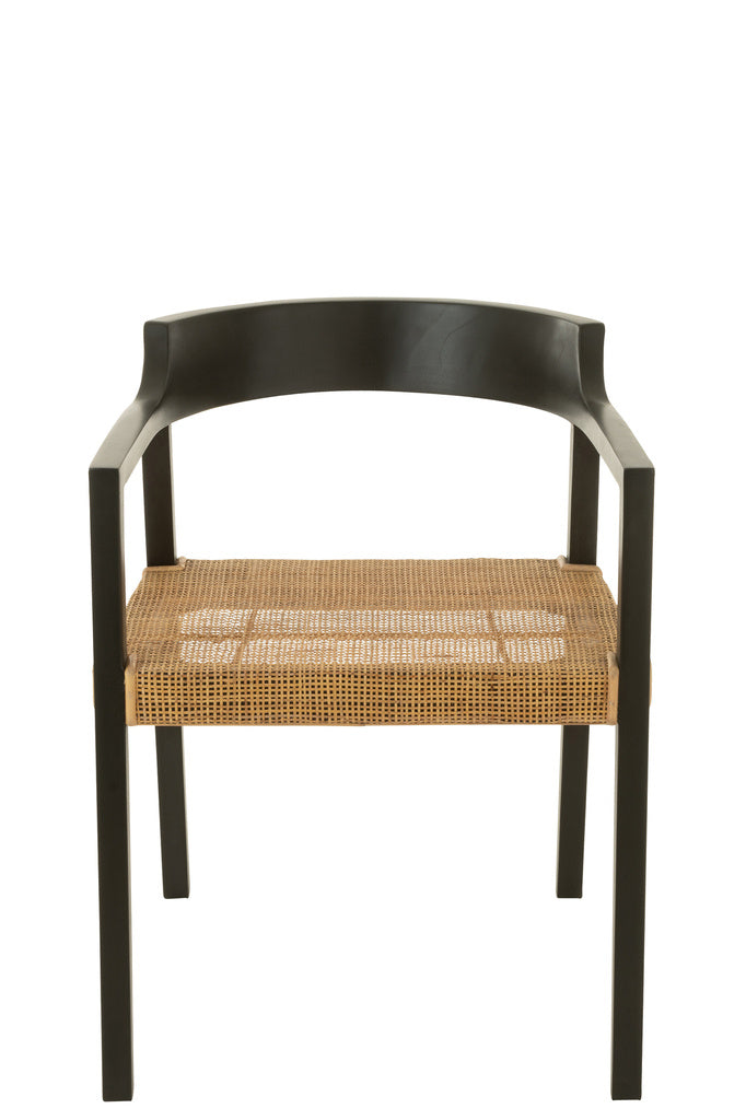J-LINE STOEL EMMA TEAK ZWART/BRUIN
