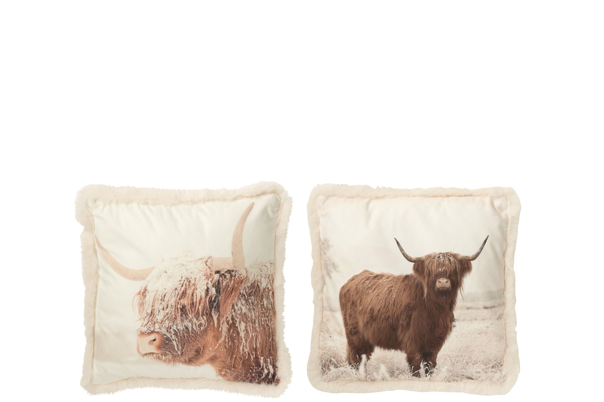 Kussen Yak Polyester Off-White/Bruin Klein Assortiment Van 2