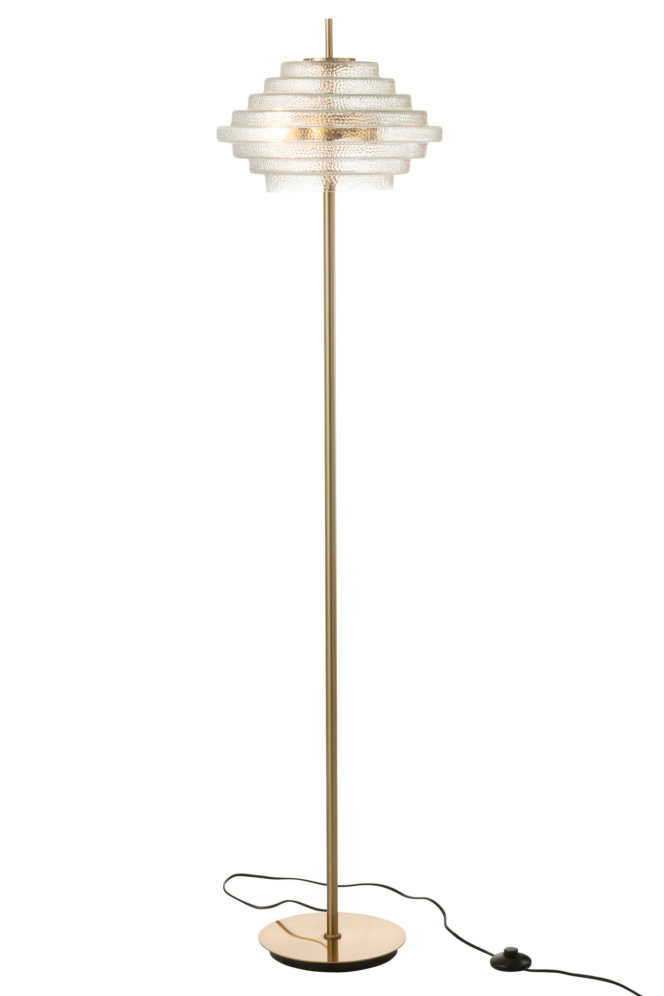 Lamp op voet LED goudkleurig metaal/doorzichtig glas
