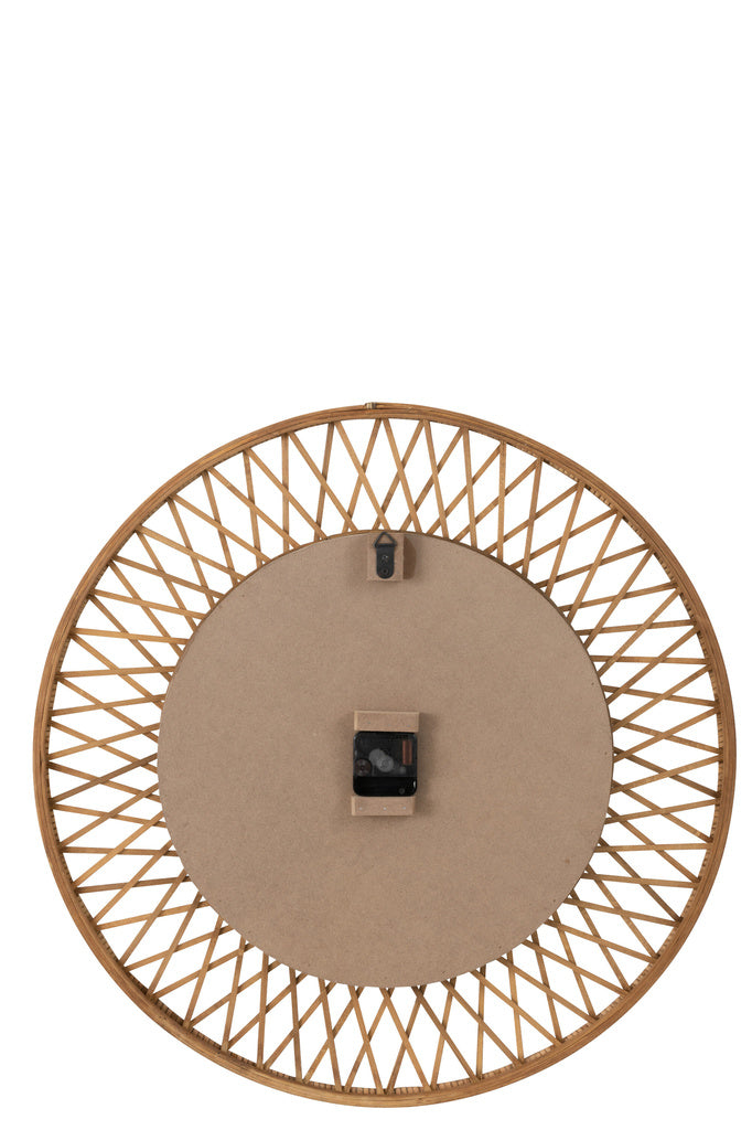 J-LINE WANDKLOK WONDER RATTAN/PLYWOOD NATURAL/WHITE LARGE