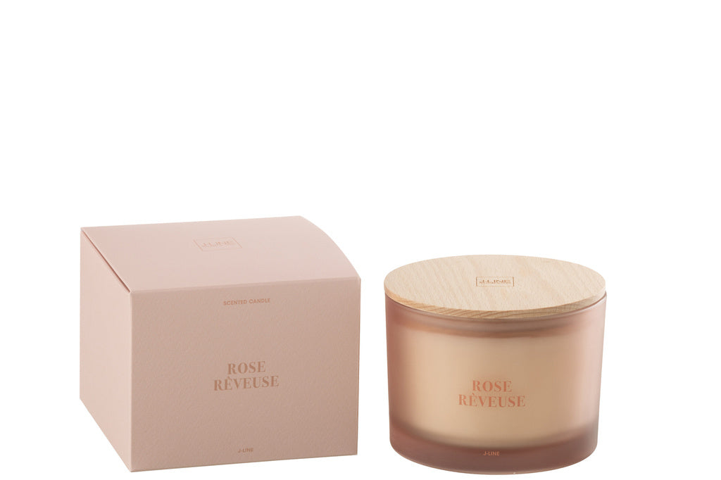 J-Line Scented Candle Accords Essentiels Rose Rêveuse - 28H: