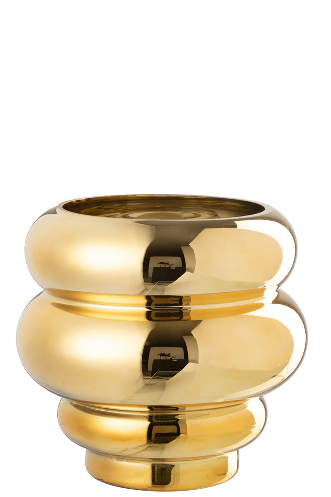 J-LINE THEELICHTHOUDER/VAAS CLÉA – GLAS GOUD