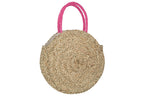J-LINE STRANDTAS ROND BLOEM – ZEEGRAS NATUUR/FUCHSIA