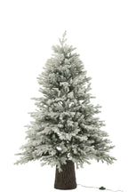 J-LINE KERSTBOOM 600 LED HOUTEN VOET BESNEEUWD KUNSTMATIG DONKERGROEN