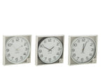 J-LINE WANDKLOK ROND – PLASTIC WIT/ZWART GROOT (ASSORTIMENT VAN 3)