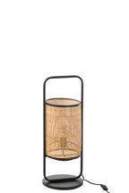 Lamp op voet Elton metaal/rotan zwart/naturel klein