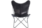 Loungestoel leer/metaal zwart