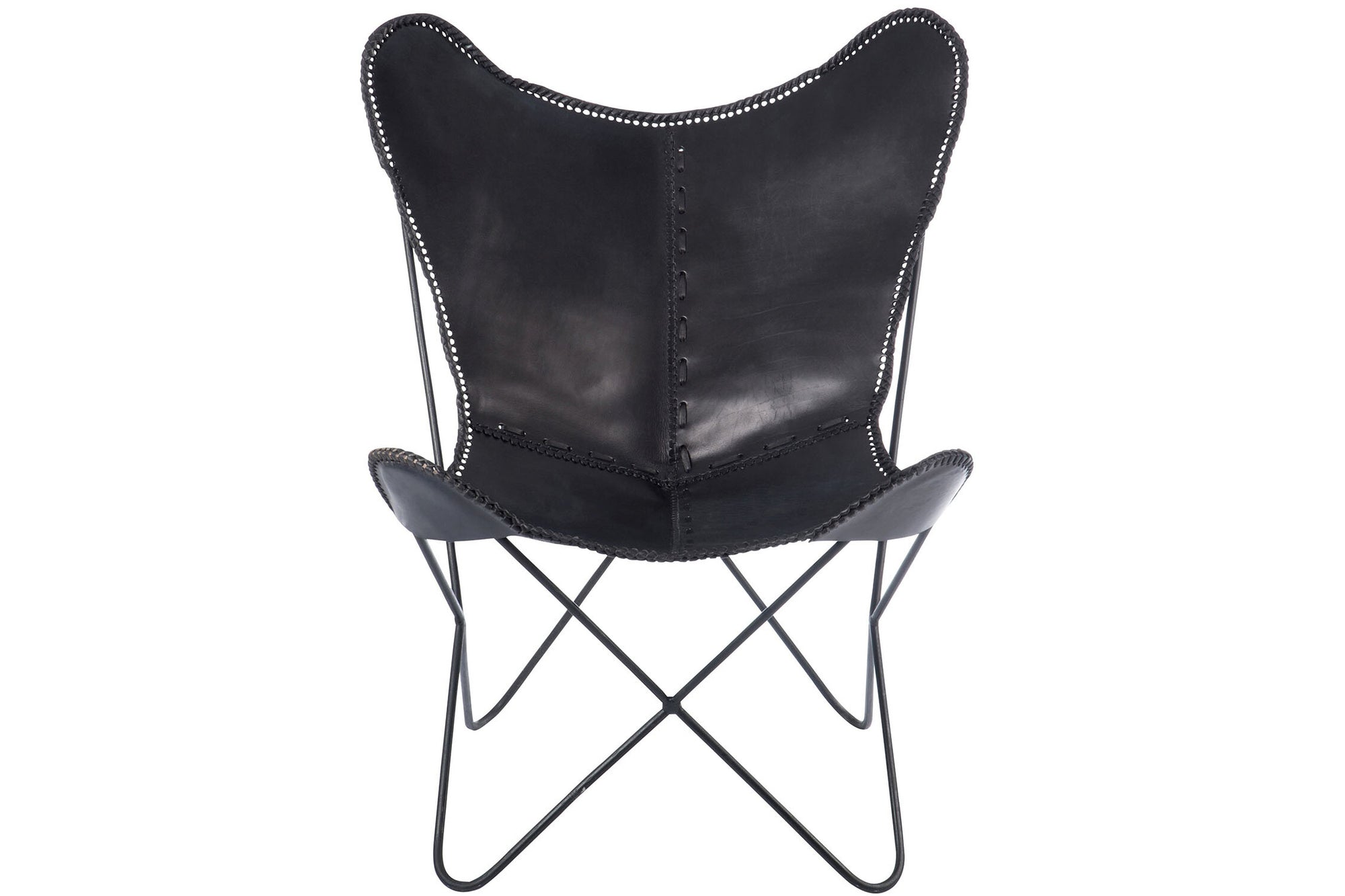Loungestoel leer/metaal zwart