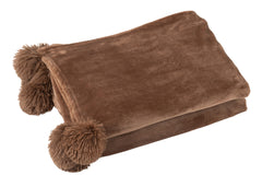 J-LINE PLAID POMPOM POLYESTER BRUIN