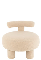 Ronde kruk met rugleuning, bouclé, warm beige