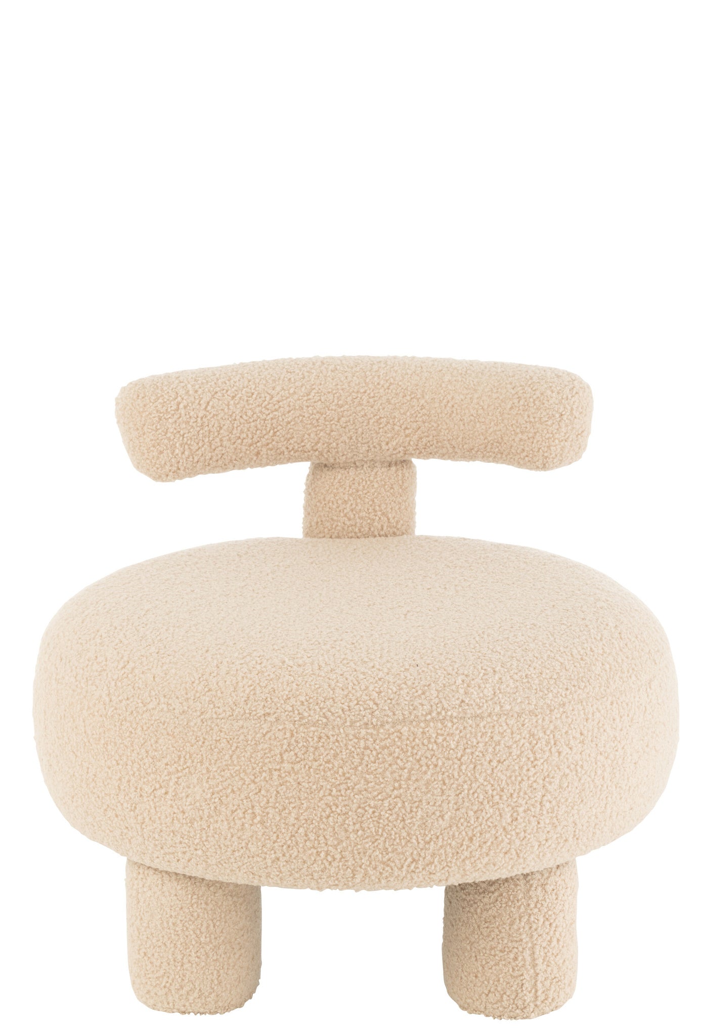 Ronde kruk met rugleuning, bouclé, warm beige