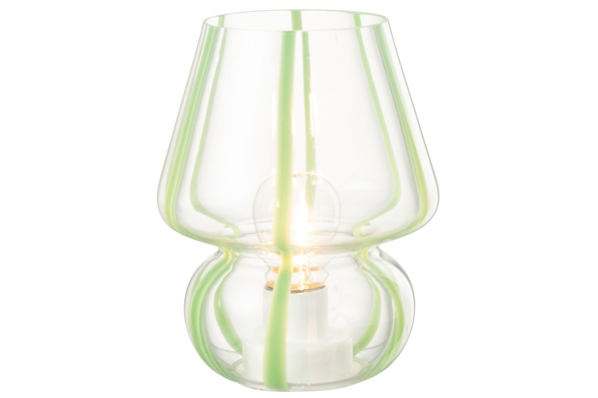 Tafellamp met gestreept glas, transparant/groen, groot