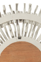 J-LINE SPIEGEL ROND ZON HOUT GEWASSEN WIT