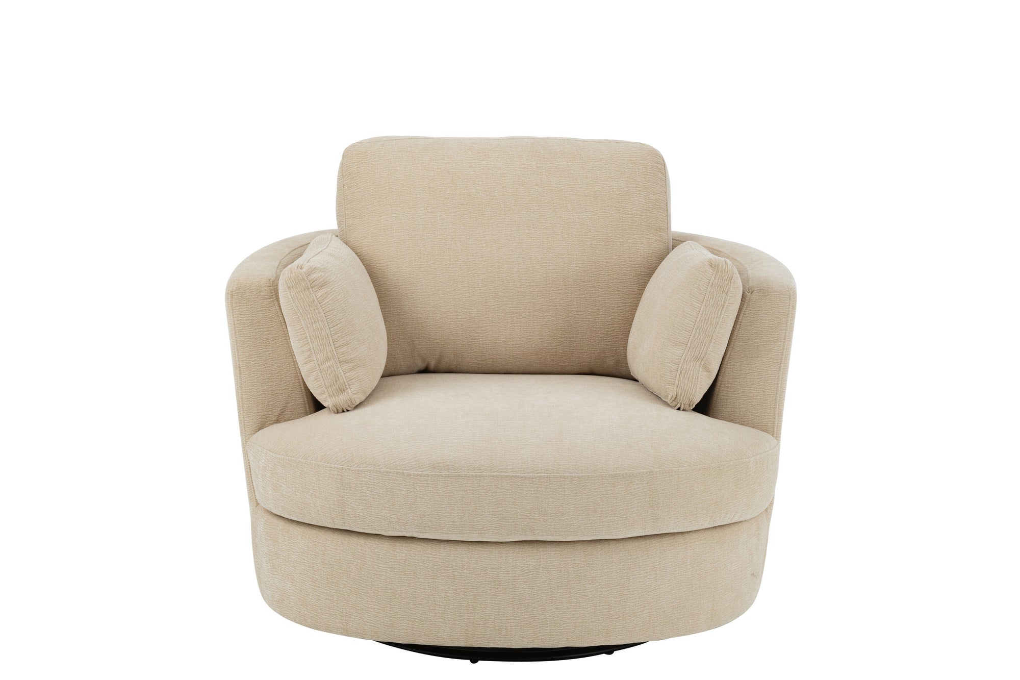 Draaibare loungefauteuil populierenhout/schuim beige