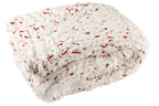 Deken Gebreid Polyester Wit/Kerst Rood
