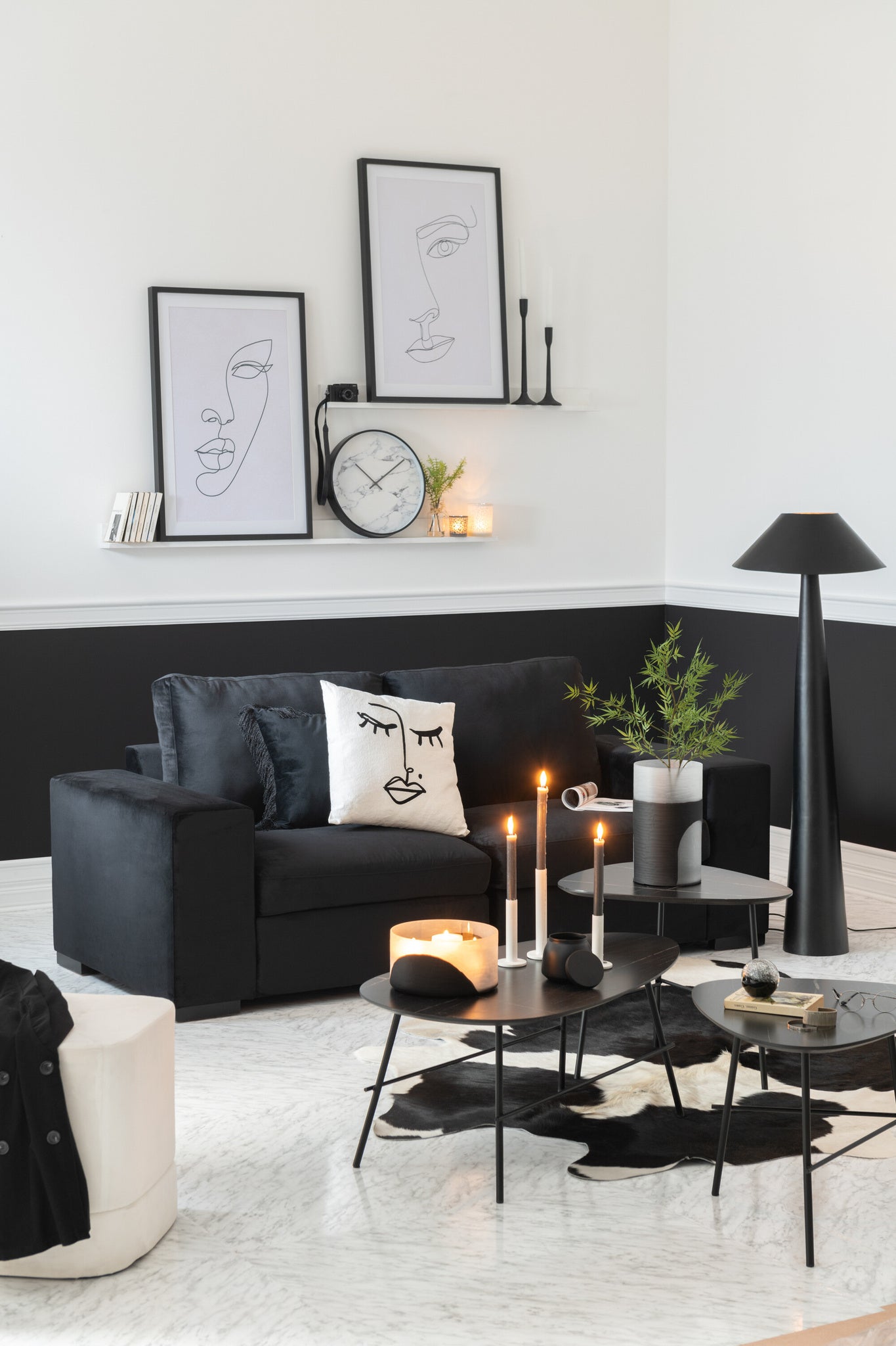 Koeienhuidleer Zwart/Wit 3-4m²