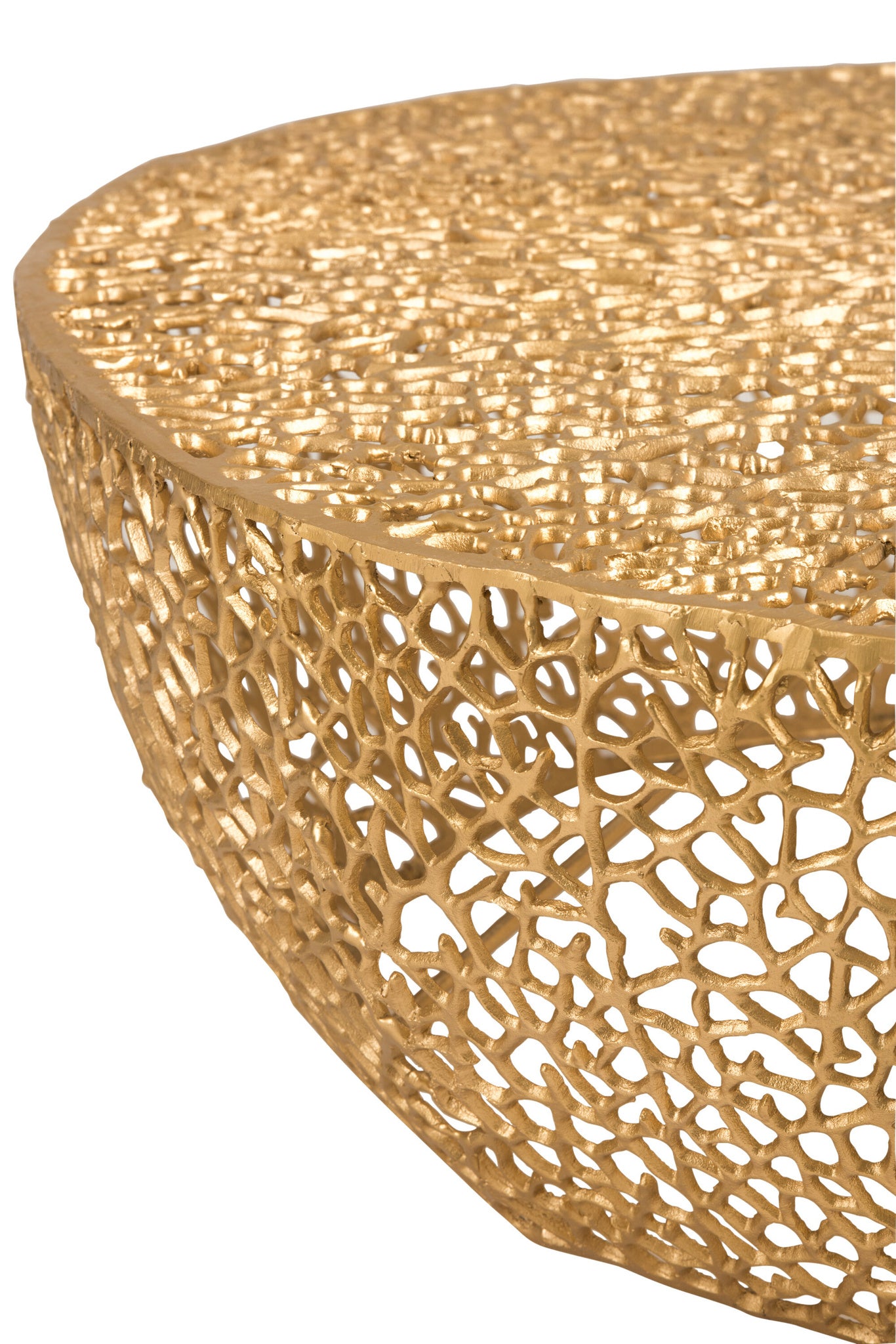 J-LINE SALONTAFEL ROND LAAG KORAALPATROON ALUMINIUM GOUD