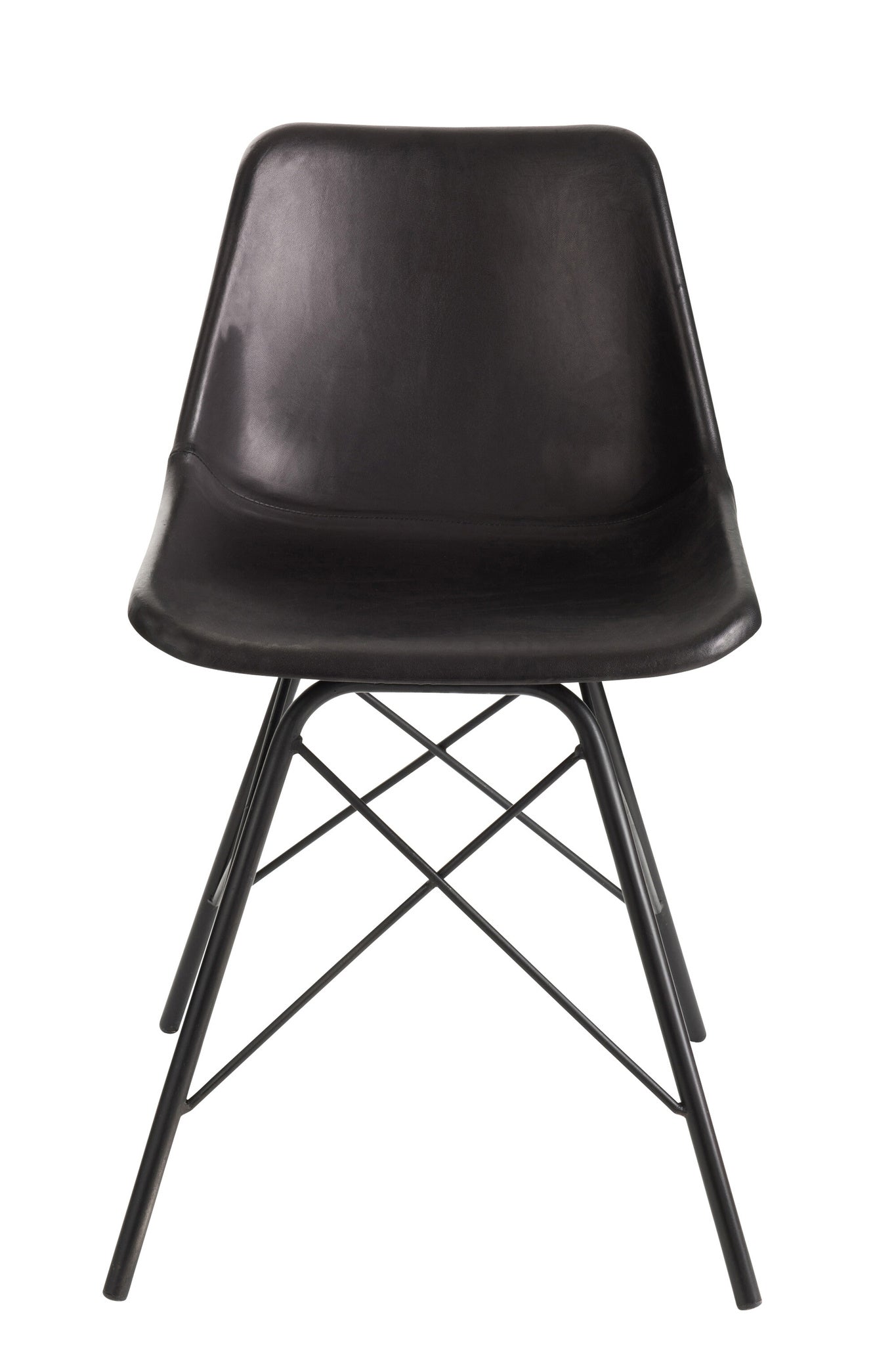 Stoel Loft leer/metaal zwart