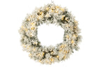 J-LINE KERSTKRANS + LED WARM WIT PLASTIC SNEEUW GROEN GROOT
