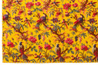 Geruite Vogels/Bloemen Katoenen Fluweel Geel