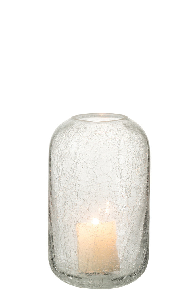 J-LINE HURRICANE CRACKLE GLASS TRANSPARENT SMALL