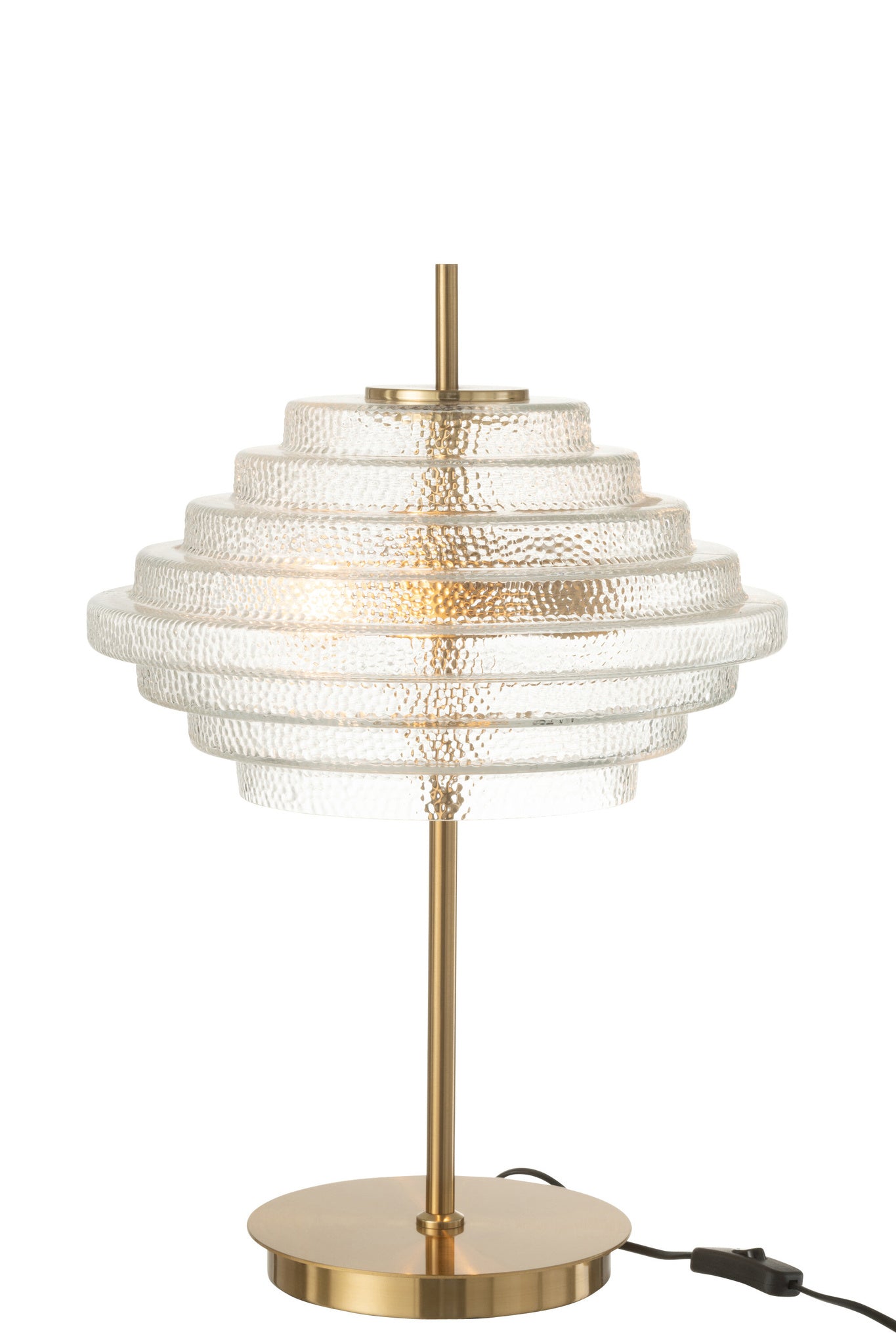 Tafellamp LED goudkleurig metaal/doorzichtig glas