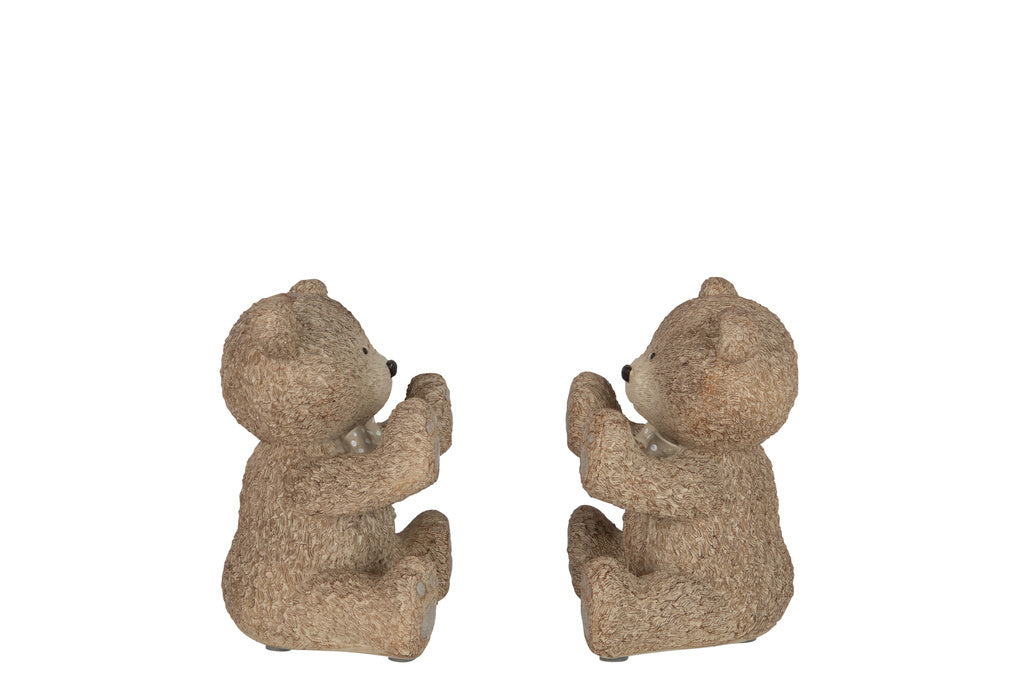 J-LINE BOEKSTEUN TEDDY POLY LICHTBRUIN – SET VAN 2