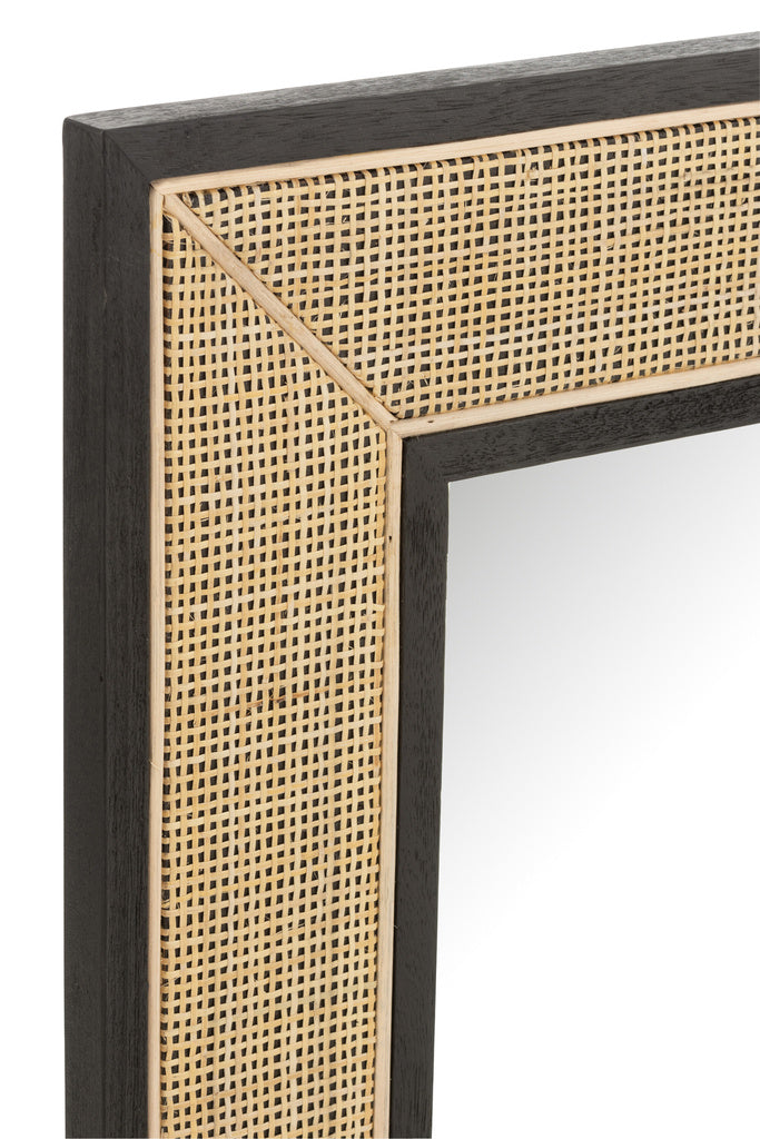 J-LINE SPIEGEL MOLLY EXOTISCH HOUT / ZWART ROTAN SMALL