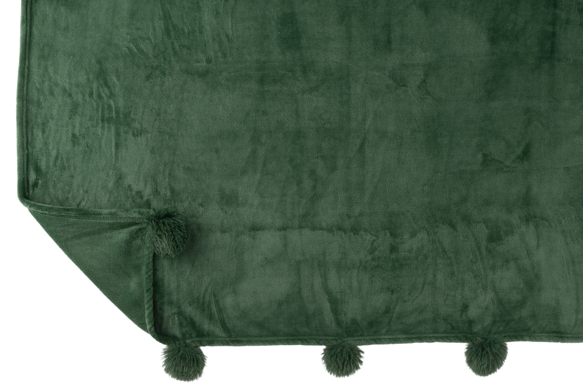 J-LINE PLAID POMPOM POLYESTER DONKERGROEN