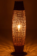 Gevlochten metalen vloerlamp donker naturel
