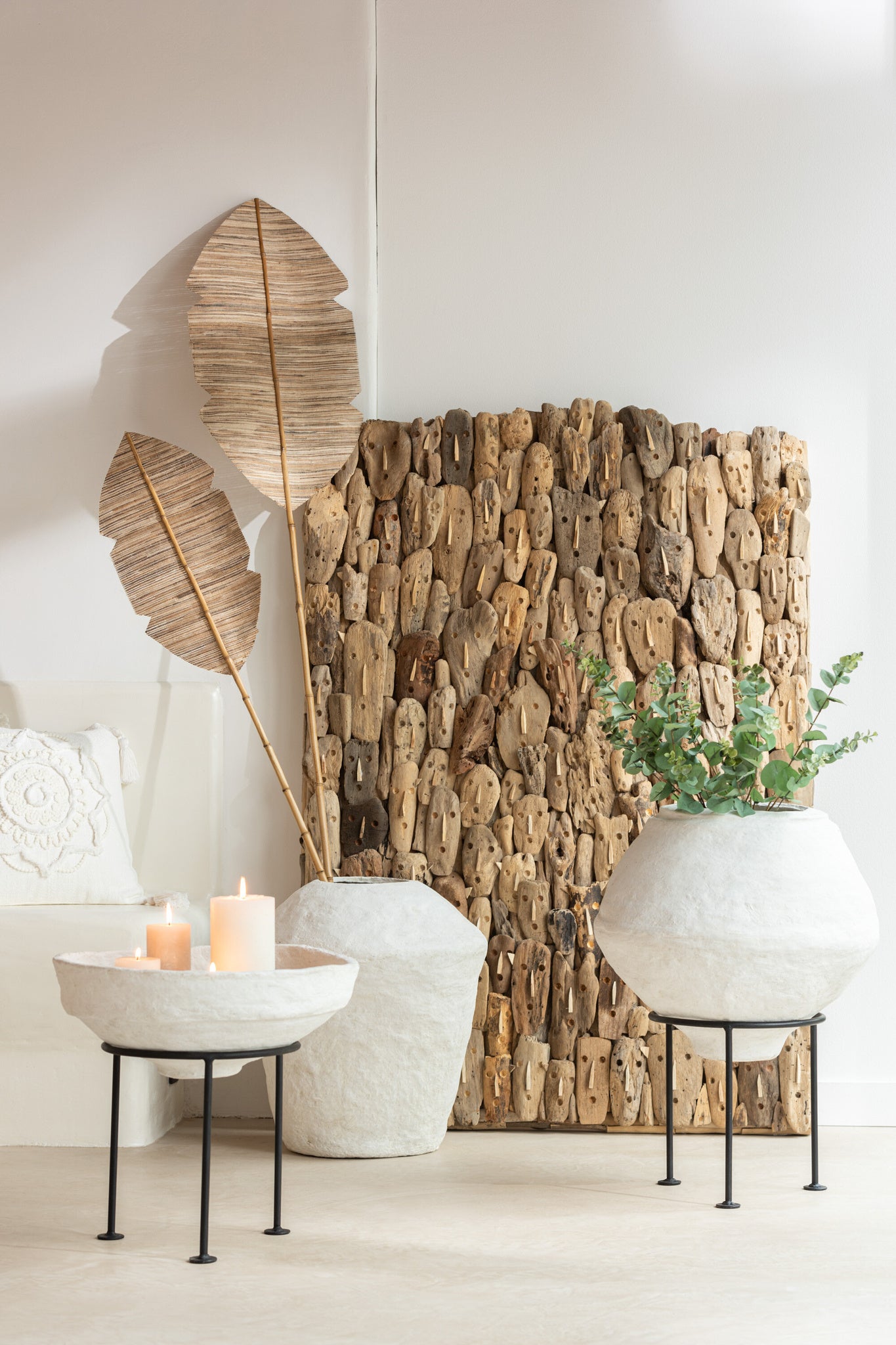 Bord Op Voet Chad Papier Mache Wit
