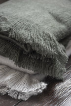 J-LINE PLAID MET FRANJES POLYESTER GRIJS