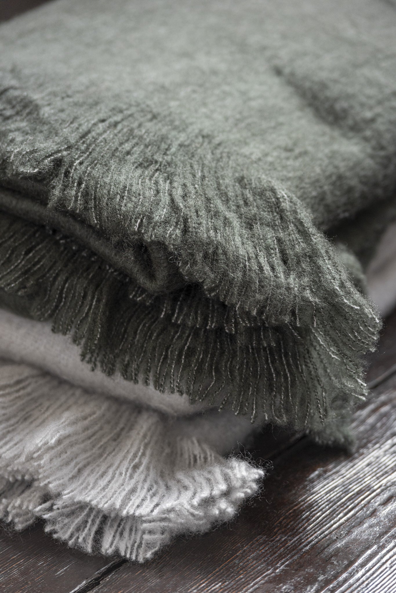 J-LINE PLAID MET FRANJES POLYESTER GRIJS