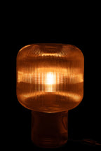 Tafellamp van bruin glas