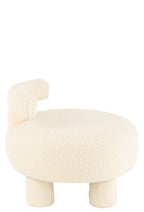 Ronde kruk met rugleuning bouclé wit