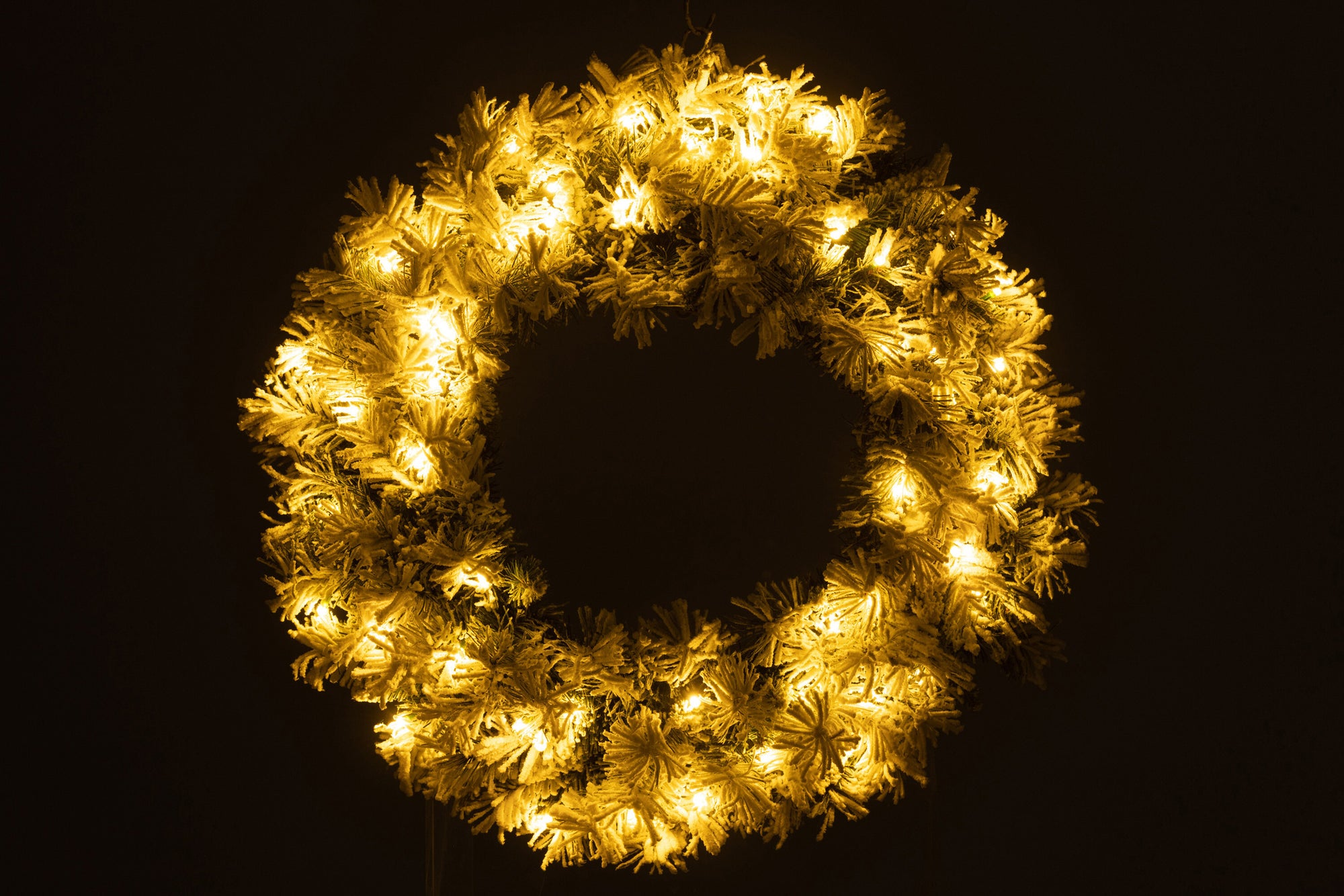 J-LINE KERSTKRANS + LED WARM WIT PLASTIC SNEEUW GROEN GROOT