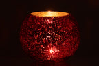 J-LINE WINDLICHT BAL CRAQUELÉ GLAS – PARELMOEREFFECT ROOD LARGE