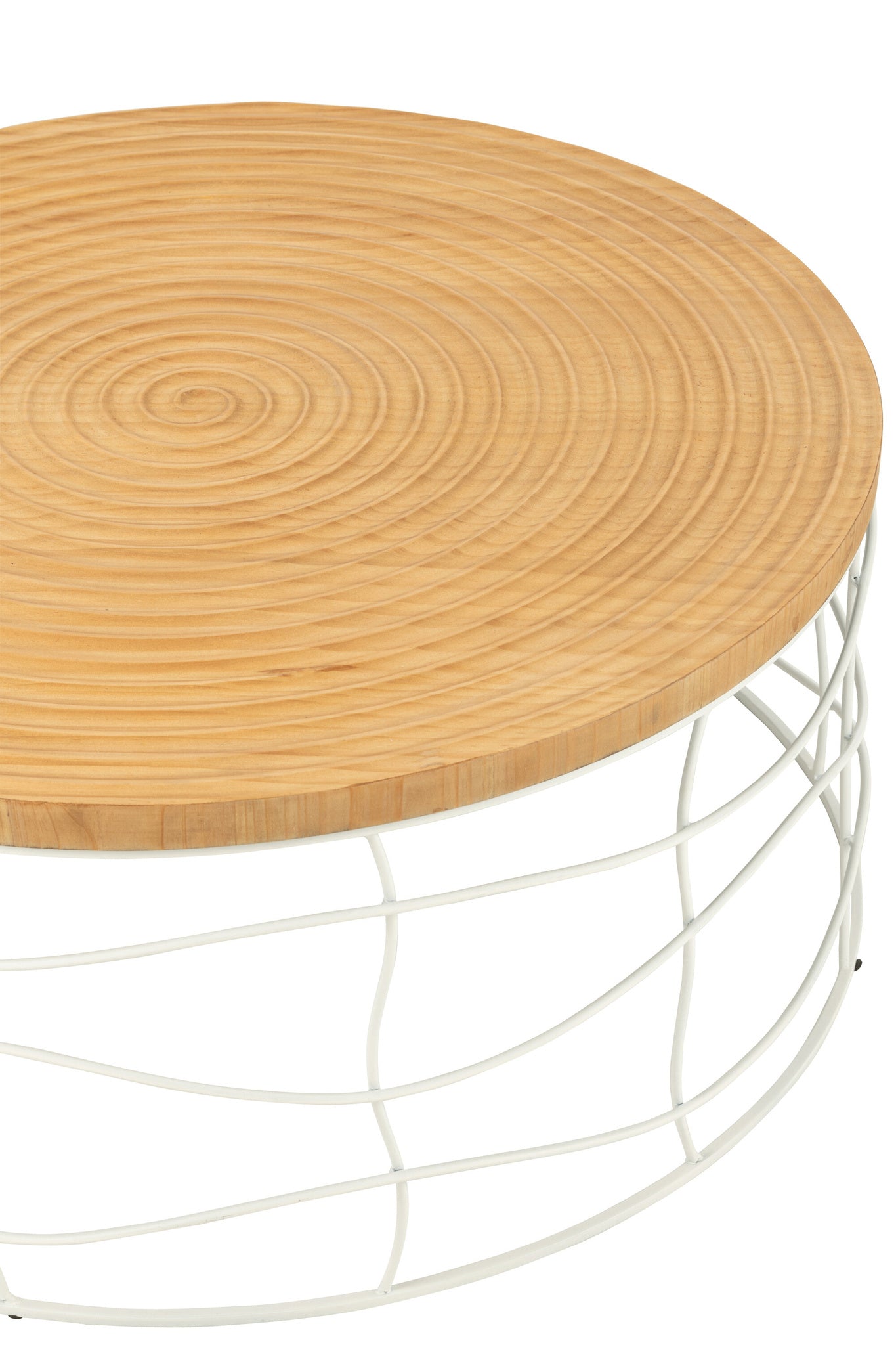 Salontafel Snijwerk IJzer/Dennen Hout Natuurlijk/Wit